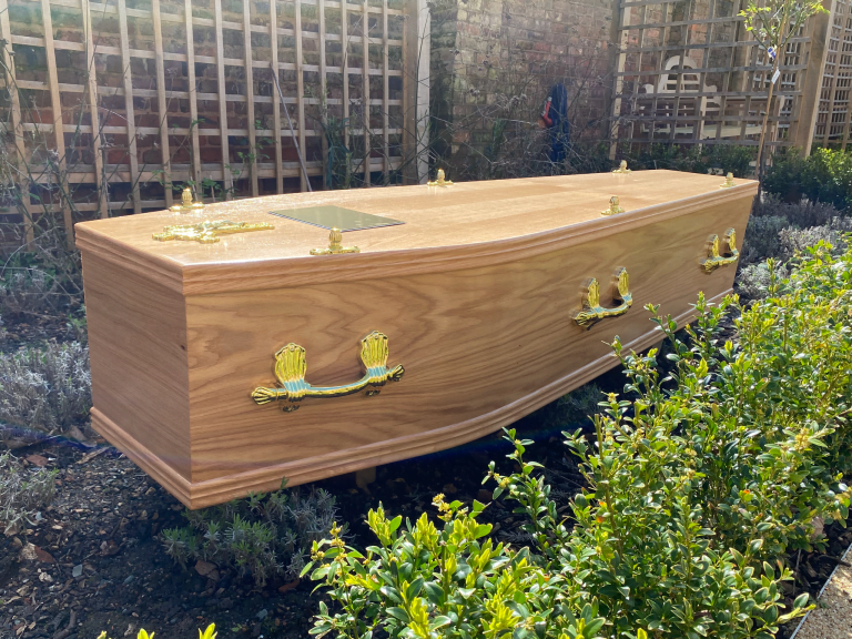 Light Oak Veneer Coffin