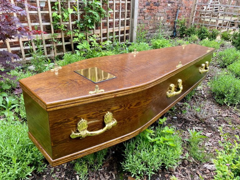Oak Veneer Coffin Dark Stain